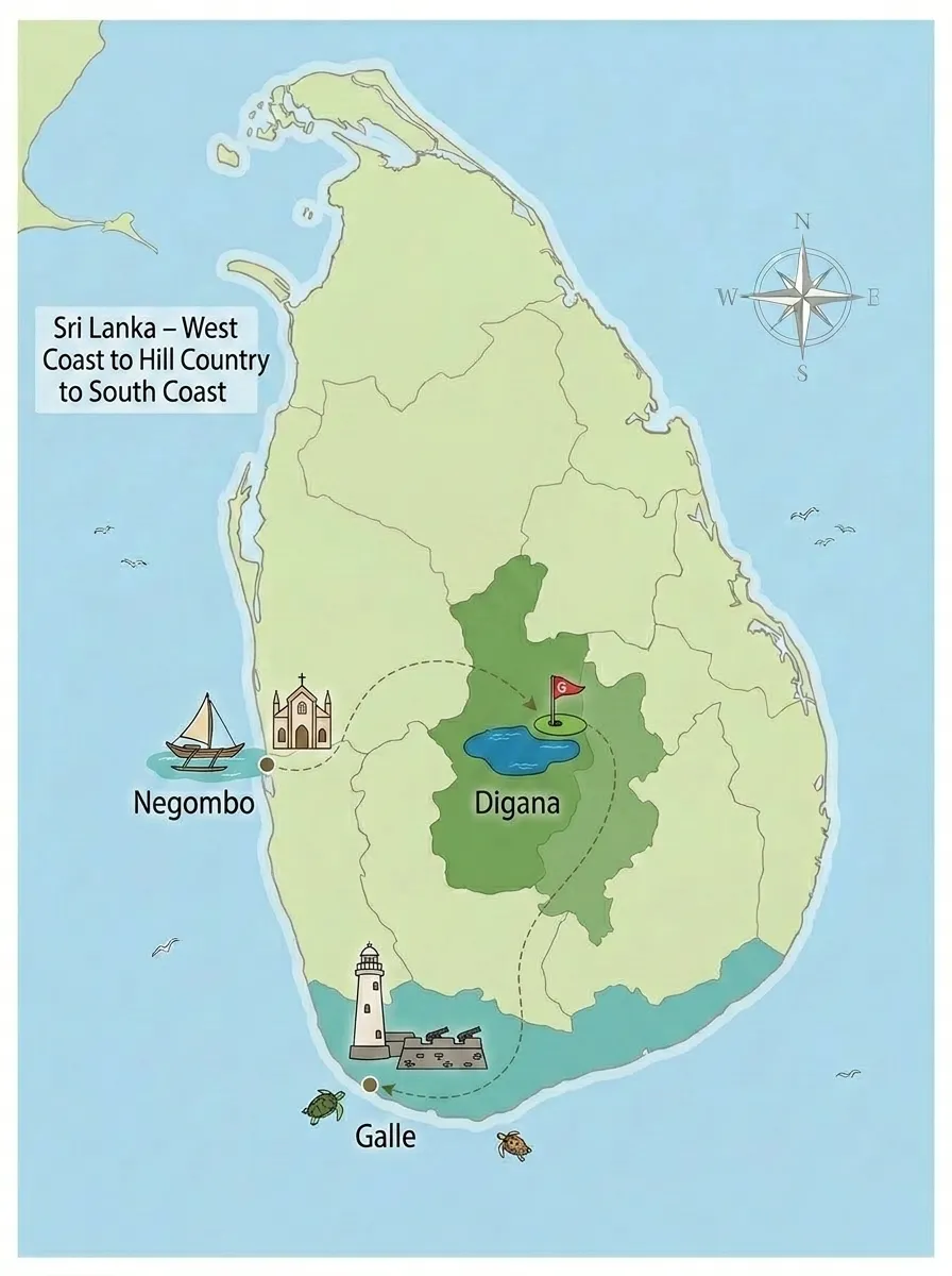 The Stillness Within – A Sri Lanka Yoga Journey Tour Map