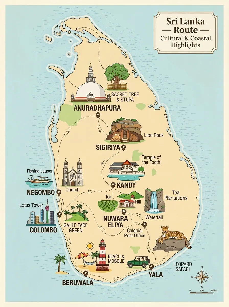 Spellbound Sri Lanka Tour Map