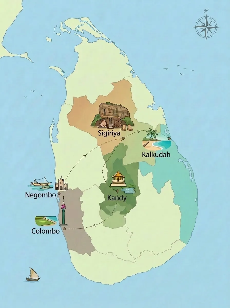 Prenatal Paradise – Ceylon Escape Tour Map