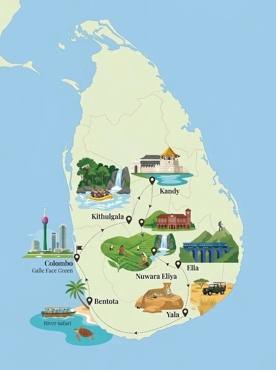 Island Fun for All Ages – Ceylon Tour Map