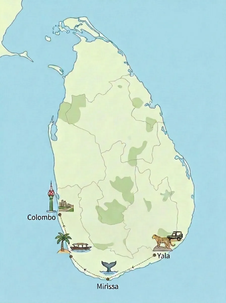 Ceylon Lovers' Retreat Tour Map
