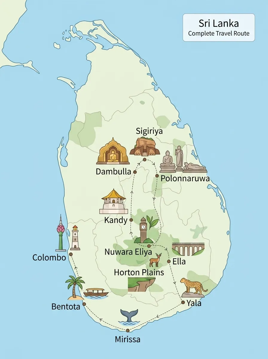 Multi-Generational Sri Lanka Tour Tour Map