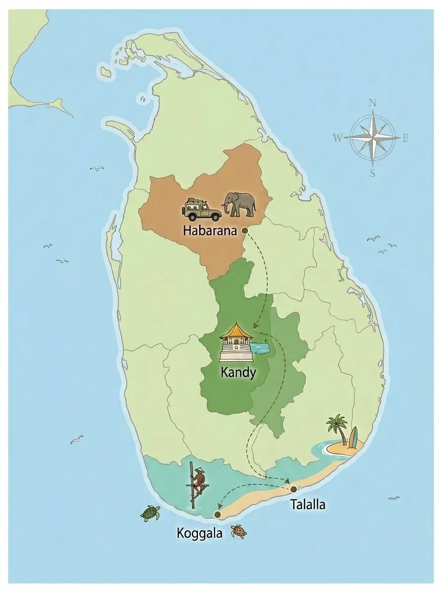 Ceylon Reborn: A Journey to Wellness Tour Map